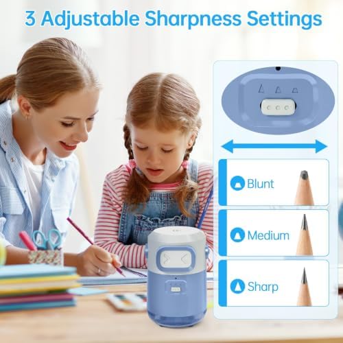 Electric Pencil Sharpener for Classroom Home, Automatic Colored Pencil Sharpener for Kids, Auto Stop for 6-8mm No.2/Colored Pencils, Cute Pencil Sharpener Battery Powered, School Supplies