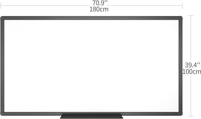 VIZ-PRO Magnetic Dry Erase White Board, 72 X 40 Inches, Black Aluminium Frame