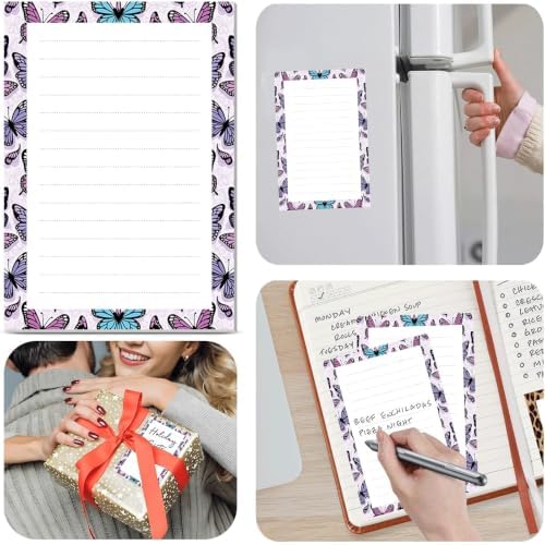 2 Pack Lined Sticky Notes 4x6 in, Cute Self-Stick Notepads with Lines, Large Memo Pads Strong Adhesive for Office, Home Purple Cute Butterfly
