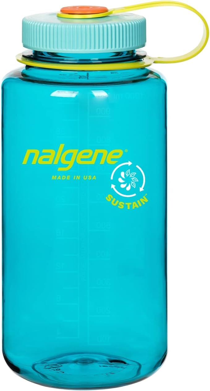 Nalgene 48 oz Wide Mouth Silo Water Bottle, Cerulean | BPA-Free, Durable & Lightweight, Leak Proof, Dishwasher Safe, Large Reusable Plastic Bottle for Hiking, Gym, Work & Travel