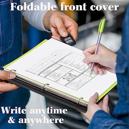 INFUN All-in-one Telescoping Binder Notebook - 2PCS, Refillable 3 Ring Notebook Binder with 1 plastic movable pocket folder,5 plastic subject dividers and graph paper and college ruled paper - Blue