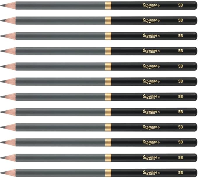Cezanne Graphite Drawing Pencils Set - 5B, Set of 12 Break-Resistant Graphite Lead, Easy-to-Sharpen Sketch Pencils, Master Artist Quality Graphite Pencils for Technical and Artistic Drawing