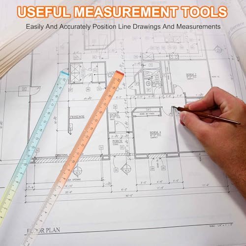 HARFINGTON 3pcs Acrylic Clear Straight Rulers 15cm Metric Transparent Gradient Three-Dimensional Plastic Ruler Square Cube Measuring Tool for Classroom Office, Purple