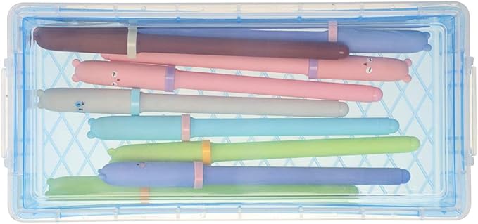 BTSKY Large Capacity Pencil Box, Office Supplies Storage Organizer Box, Brush Painting Pencils Storage Box Watercolor Pen Container Drawing Tools Colorful
