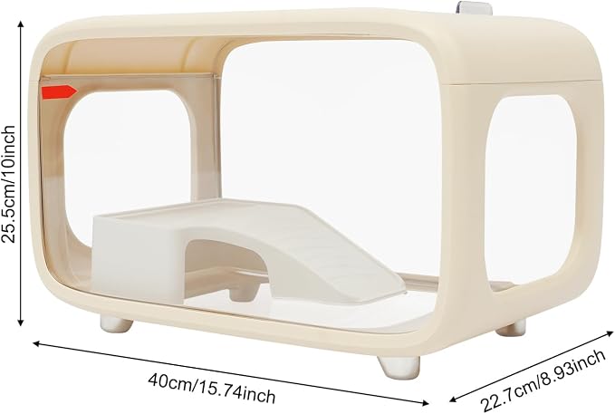3.17 Gal Desktop Fish Tank, Fish Tank with Top Feeding Hole &Built-in Climbing Frame, Compact Water Habitat Bowl, Durable Mini Mini Aquascape Aquarium for Betta & Small Fish (Cream White)