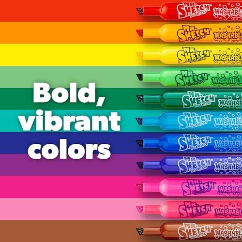Mr. Sketch Scented Washable Markers, Chisel Tip Marker, Assorted Colors, Fun for Kids, Coloring, Spark Creativity, Arts & Crafts, 2 Count (Pack of 108)