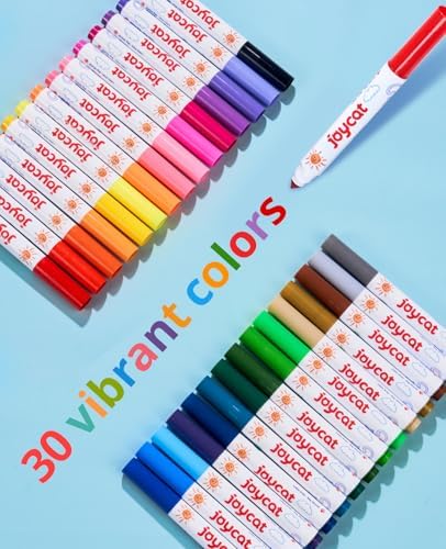 JoyCat 30 Colors Washable Broad Line Markers for Kids with DIY Fabric Bag
