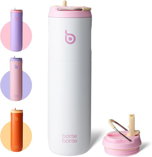 BOTTLE BOTTLE Insulated Water Bottle 24oz with Straw Lid and Handle Sports | for Travel Gym school,Stainless Steel Water Bottles,Double-Wall,Vacuum Metal,Leak Proof,BPA-Free