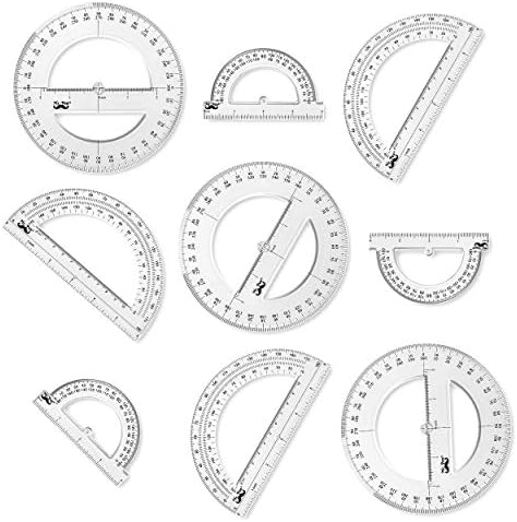 Mr. Pen- Protractor Set, 9 Pack, Clear Plastic 4", 6" & 360 Degree Protractors for Measuring Angles, Math, Geometry, Drafting, Classroom Supplies & Technical Drawing