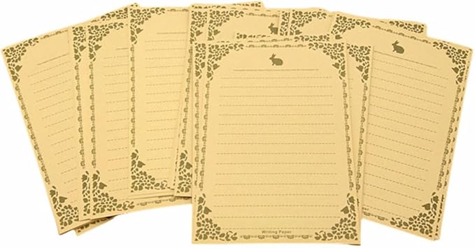100 Sheets Brown Rabbit Stationery Lined Paper,A5 Stationery Writing Paper with Antique Border Design,Letter Size (Unpunched) Ruled Filler Paper for Writing Letters,Vintage Invites