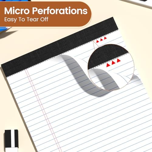 Legal Pads 8.5 X11.75, Narrow Ruled Notepads, 6 Pack White Legal Pads