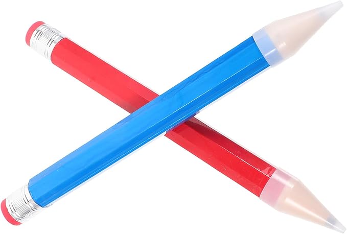 2pcs Large Wooden Lead Pencils, Octagonal Jumbo Colorful Woodworking Pencils in Blue and Red, Novelty Portable Writing Supplies for Preschoolers and Classroom Use