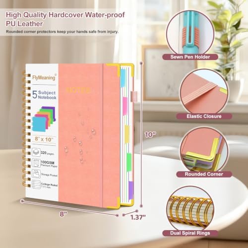 Hardcover Spiral Notebook Journal with Removable Dividers Tabs