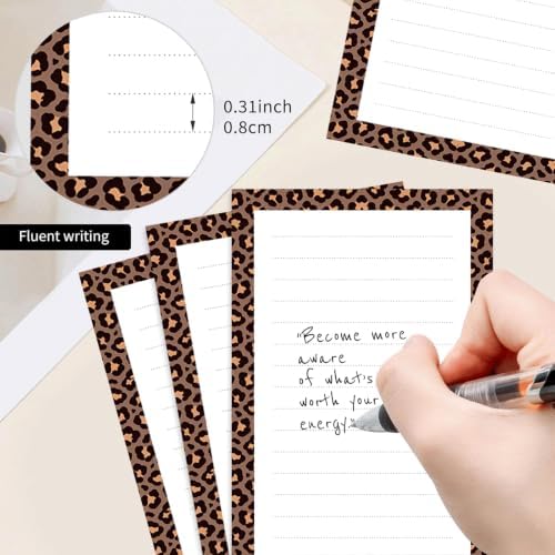2 Pack Lined Sticky Notes 4x6 in, Cute Self-Stick Notepads with Lines, Large Memo Pads Strong Adhesive for Office, Home Cute Funny Leopard