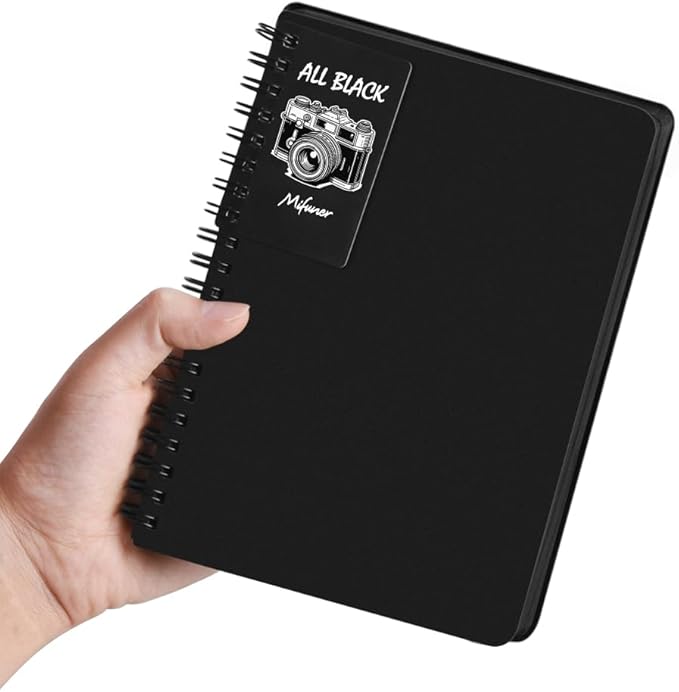 5" x 7" Premium Black Paper Mixed Media Sketchbook,Small Travel Spiral Bound Black Journal Notebook,70 Sheets 110gsm Acid-Free Drawing Paper,Art Supplies for Adults Beginners Artists.Black