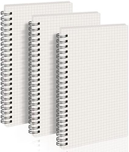 AHGXG A5 Graph Paper Notebook Spiral (3-Pack) Spiral Journal 5.7"x 8.3", Quad Ruled, with Thick 100gsm Square Grid Paper,80 Sheets Per Pack