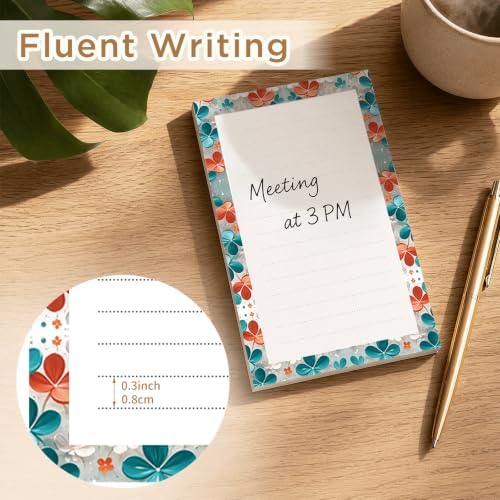 Lined Sticky Notes 4x6 in, 2 Pack Large Cute Notepads with Lines, Bright Post Memo Note Pads Big Rectangular Sticky Notes for Office Colorful Flowers