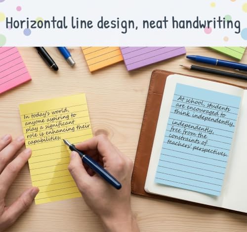 Lined Sticky Notes 4x6 in,500 Sheets 2X Sticking Powerx for Home,School