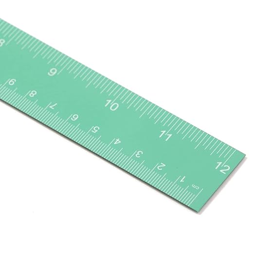 Craftelier - 30 cm (12") Metal Ruler | Turquoise Colour with White Numbers | Cork Base and Stainless Steel Construction - Centimetre and Inch Measurements