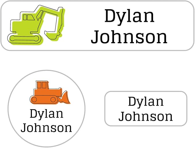 Name Bubbles - Kids Custom Name Labels for Daycare, School, Camp (102 Labels) - Personalized Waterproof Name Stickers for Clothes Tags, Lunch Boxes, Water Bottles, & School Supplies (Truck)