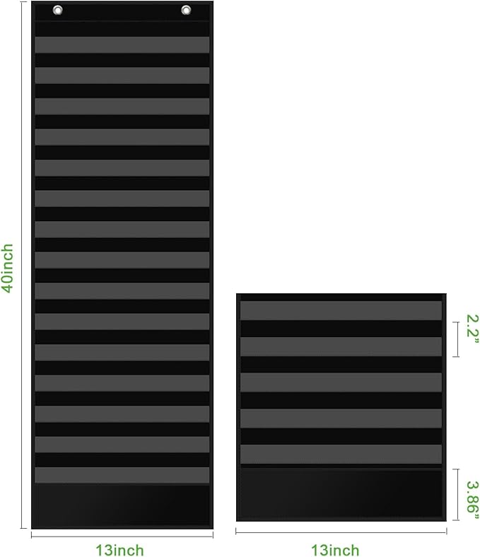 REGELETO 15+1 Pockets Daily Schedule Pocket Chart with 30 Pcs Double-Sided Reusable Cards, Scheduling Pocket Chart for Classroom Office Home School Activity(Black)