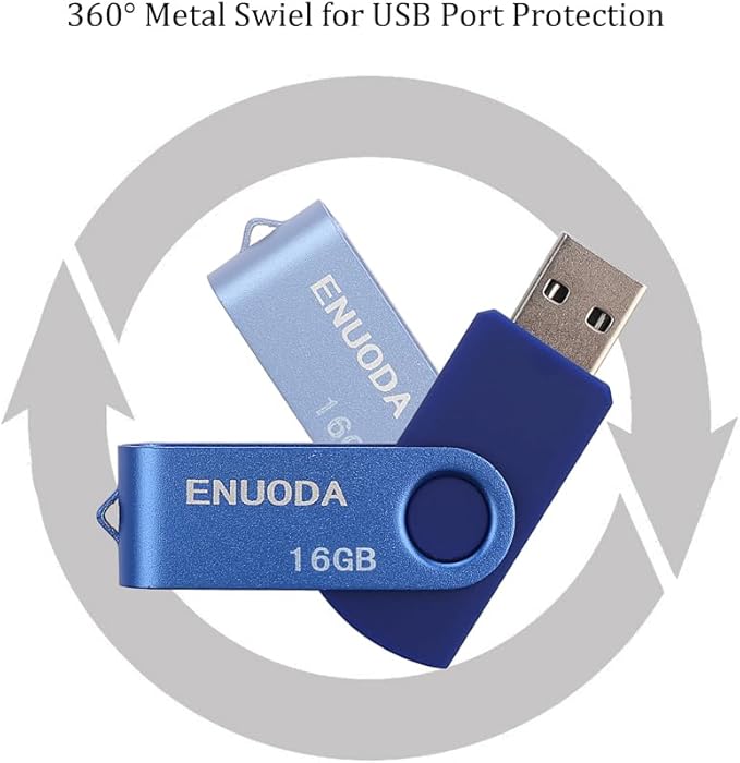 16GB Flash Drive 5 Pack ENUODA Thumb Drives 16GB Swivel Design USB 2.0 Memory Stick Jump Drive Pen Drive for Storage and Backup (5 Colors)