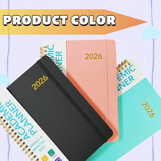 Academic Planner 2026 - Hardcover Weekly & Monthly Calendar Agenda, Daily Planner for Students & Teachers, 8.5" x 6.3" Portable Size，Daily Agenda Book with Tabs, College Organizer Notebook (green)