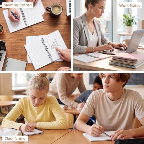 Fuutreo 12 Pcs Spiral Notebook for Work A5 5 x 7 Inch College Ruled Spiral Journal Notebook Kraft Cover Ruled Paper, 12 Color, 60 Sheets, 120 Pages for Office School(Macaron Color, Classic)