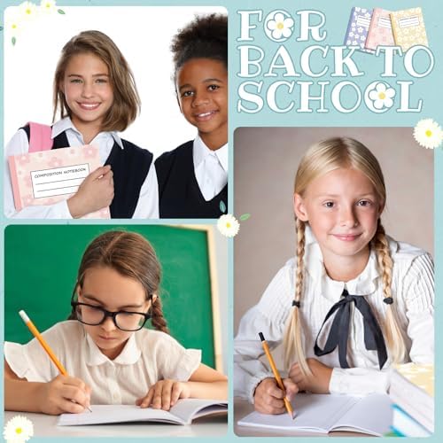 Harloon 6 Pack Composition Notebooks Wide Ruled Bulk Cute Pink Composition Notebook 110 Page 7-1/2" x 9-3/4" Colorful Flower Journal Back to School Gift for Teacher Student Office First Day of School