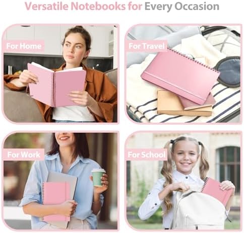 A5 Lined Spiral Journal Notebook, 146 Pages Hardcover Notebook with 100 GSM Thick Paper, Inner Pocket & Elastic Closure, 5.7" x 7.9", Notebooks for Work, School, College, Office, Journaling & Note Taking