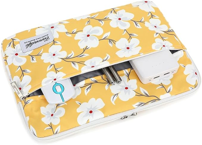 Canvaslife Pattern 13 inch Canvas Laptop Sleeve with Pocket 13 inch 13.3 inch Laptop 13 case13 Sleeve (Yellow Flower)