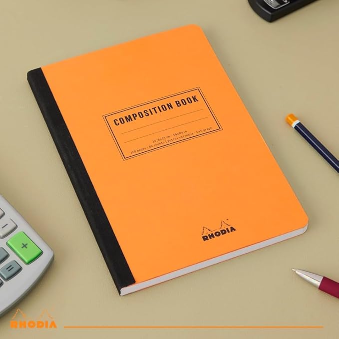 Clairefontaine 119228C Notebook 160 Pages 19 x 25 cm 80 g Small Squares Coated Cover Rhodia Orange