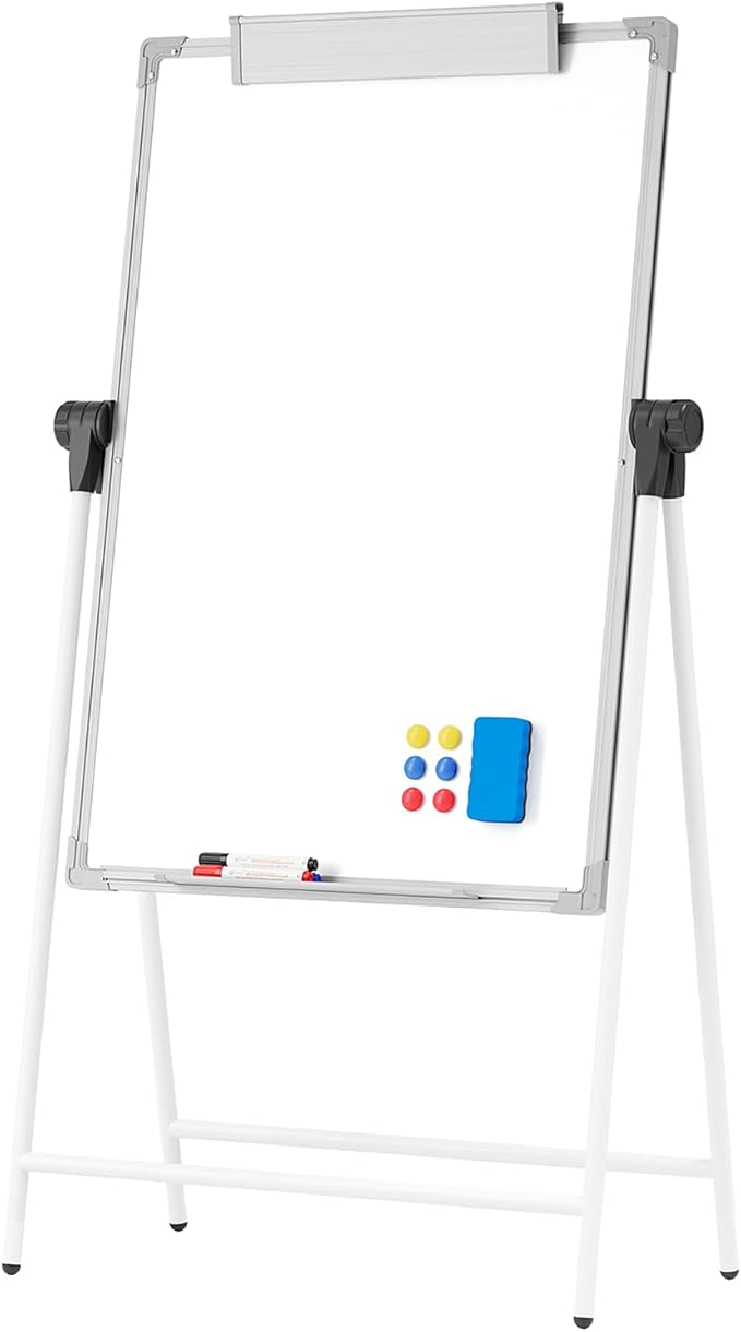 Large Double Sided White Board with Stands, 40" x 28" A-Stand Dry Erase Board Easel, Portable Flip Chart Easel with Height Adjustable Design for Home, School, Office