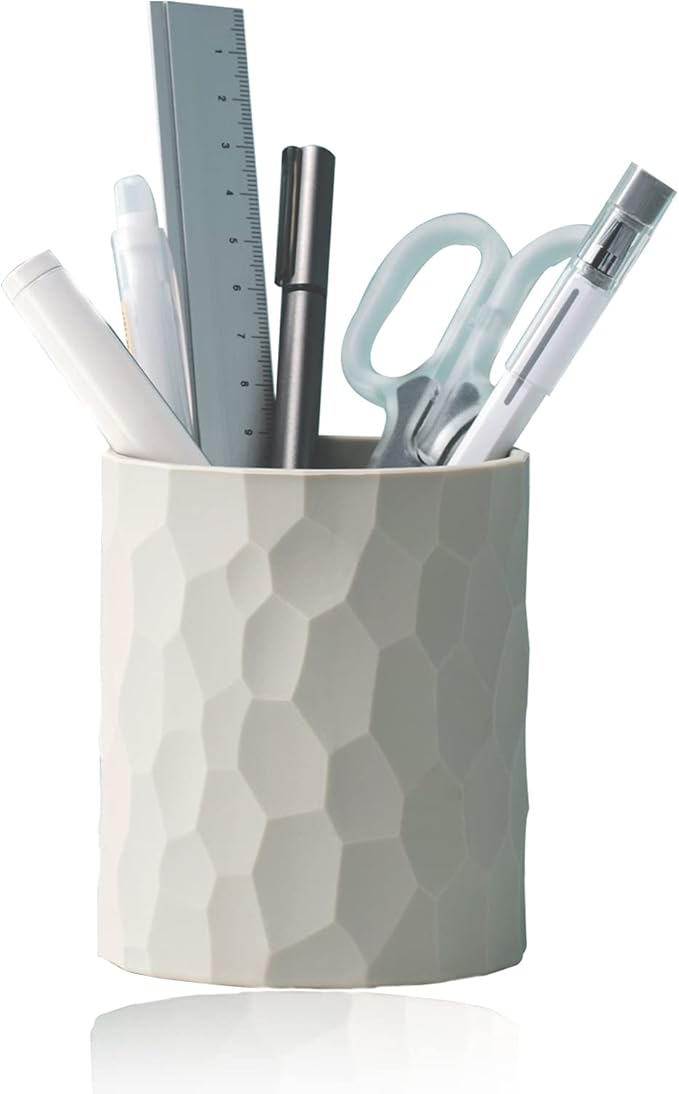 minimaliving Pen Holder,Nordic Style Silicone Waterproof Pencil Holder for Desk Simple&Modern Minimalist Makeup Organizer Multifunctional Office Supplies for Home,Kids and School(Light grey)