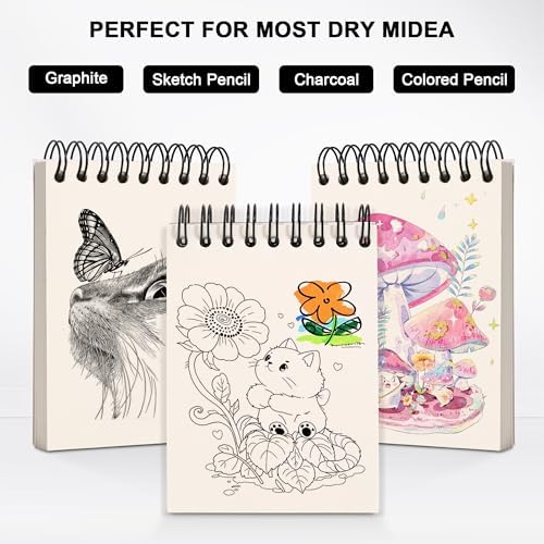 Blank Page Journal Small Steno Pads 3.1" x 4.3" Pocket Sketchbook Blank Small Spiral Notepads Cute Unlined Journal Page Notebook No Lines Top Spiral Notebook Drawing Notepads Little Memo Steno Note Pads Nursing Notepad for Work, School, Office, Nurse, ...