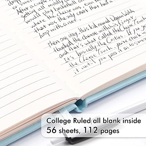 feela 3 Pack Pocket Small Notebook Journals, Mini Cute Memo Notepad Hardcover College Ruled Lined Journals with Pen Holder for Women Girls Office School, with 3 Black Pens, 3.5”x 5.5”, A6, Sky Blue