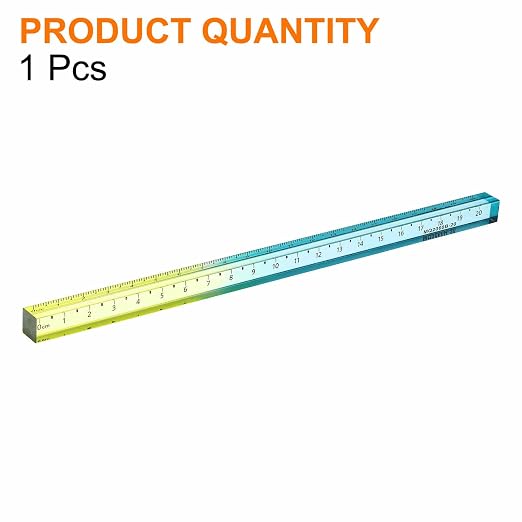 HARFINGTON Acrylic Clear Straight Rulers 20cm Metric Transparent Gradient Three-Dimensional Plastic Ruler Square Cube Measuring Tool for Classroom Office, Blue Yellow