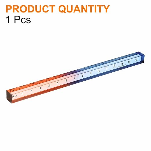 HARFINGTON Acrylic Clear Straight Rulers 15cm Metric Transparent Gradient Three-Dimensional Plastic Ruler Square Cube Measuring Tool for Classroom Office, Blue-Orange