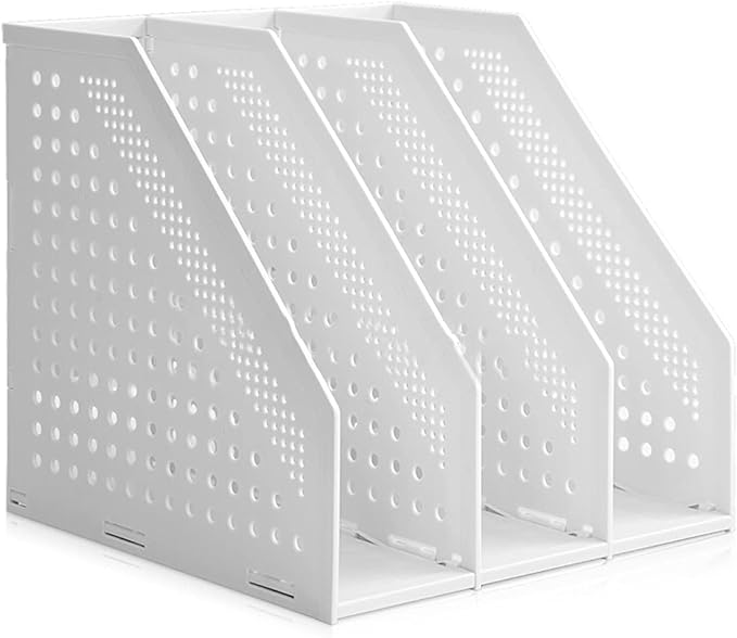 SAYEEC Desktop File Magazine Folder Holder 3 Section Plastic Hollow Documents Foldable Organizer Files Cabinet Shelf Frames Dividers Rack Display and Storage