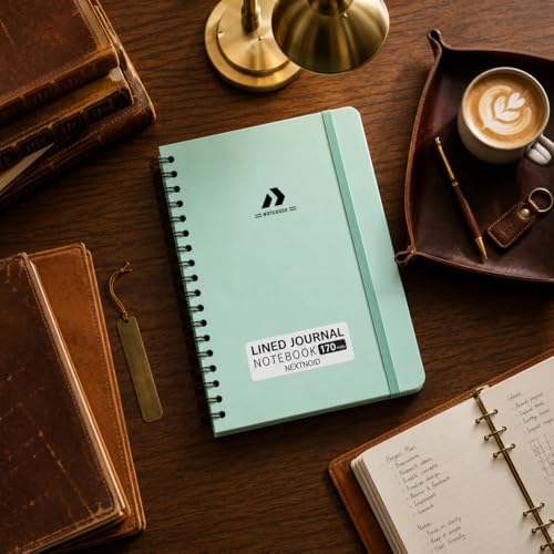 Nextnoid A5 Lined Spiral Notebook - 170 Pages, College Ruled, Mint Green