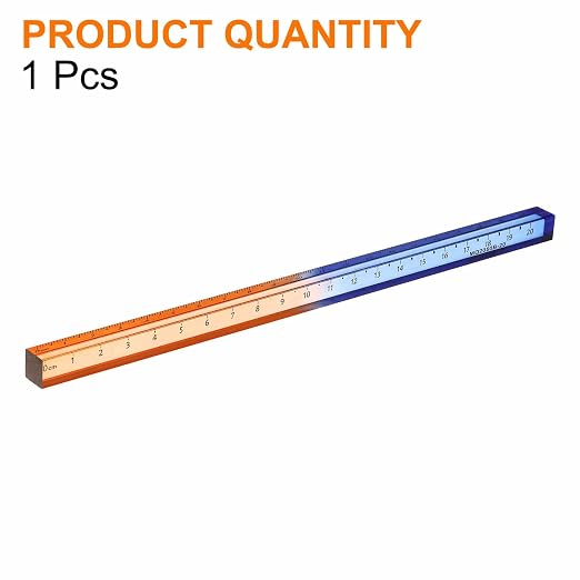 HARFINGTON Acrylic Clear Straight Rulers 20cm Metric Transparent Gradient Three-Dimensional Plastic Ruler Square Cube Measuring Tool for Classroom Office, Blue-Orange