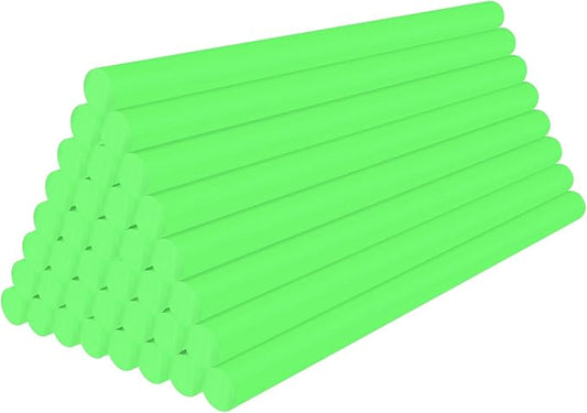 36 Pack Glow in the Dark Glue Sticks, 8" Long x 0.43" Dia Full Size Glue Sticks for Decoration, Crafting, DIY, Art, School Gluing Project, Sealing Wax, Car Dent Repair