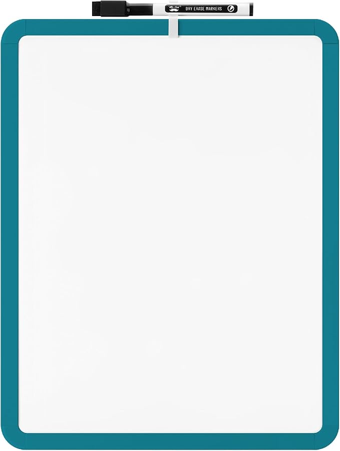 Mr. Pen- Dry Erase Board, 14” x 11” with a Black Dry Erase Marker, Green Frame, Small Mini White Board for Students, Fridge, Wall, Locker, Includes Double Sided Tapes