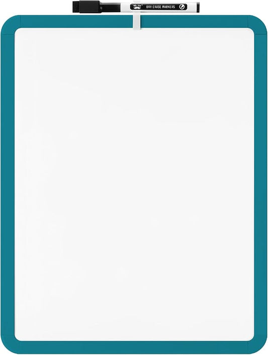 Mr. Pen- Dry Erase Board, 14” x 11” with a Black Dry Erase Marker, Green Frame, Small Mini White Board for Students, Fridge, Wall, Locker, Includes Double Sided Tapes