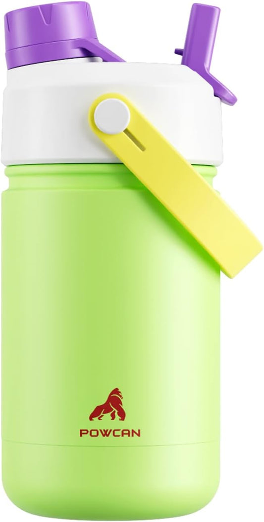 12 oz Kids Stainless Steel Water Bottle: Leakproof, BPA-Free, Keep Cold 24H, Easy Clean, Cupholder Friendly, Insulated Cup with Straw Spout Lid for Sports, Travel, Gift for Boys Girls (Scare School)