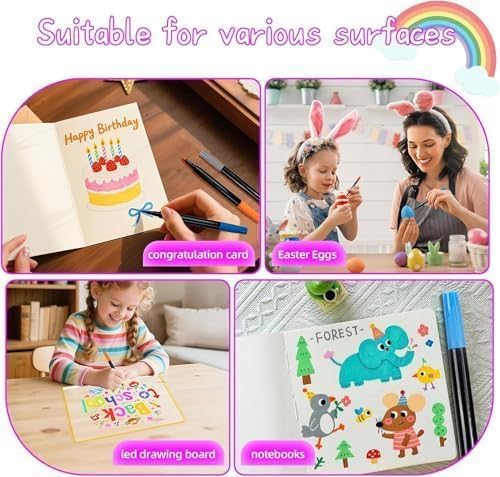 13 Colors Washable Marker Colouring Pens for Led Drawing Board, Felt Tip Paint Marker Pens Compatible with Colour books, Wet or Dry Erase Colouring Markers for Kids