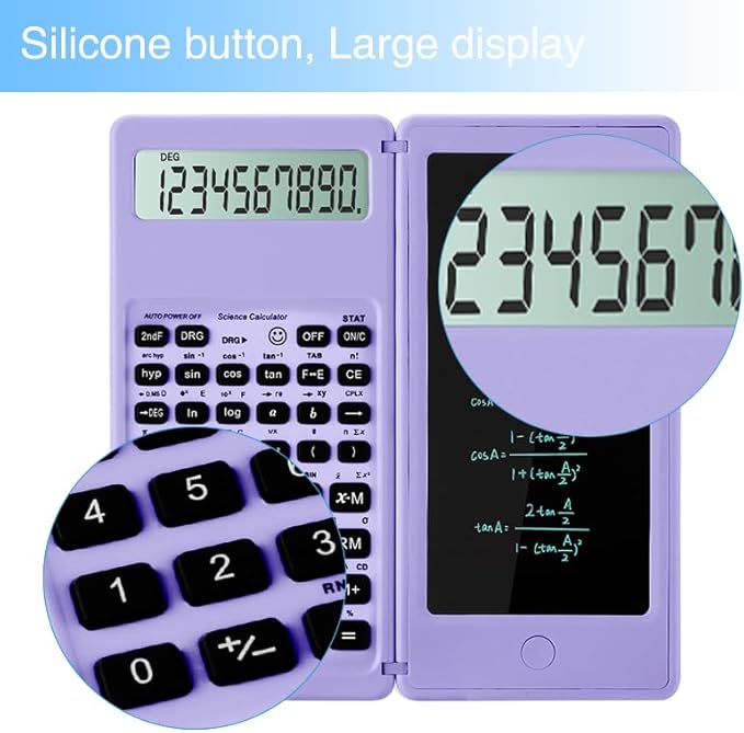 IPepul Scientific Calculators for Students, 10-Digit Large Screen, Math Calculator with Notepad, Classroom Must Haves for Middle High School Supplies & College(Purple)