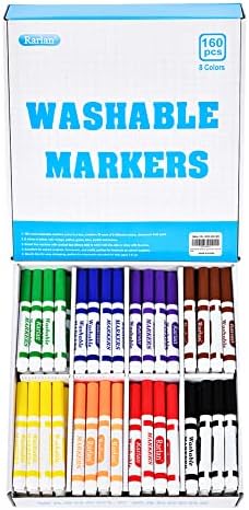 Rarlan Washable Markers Bulk for Kids, Bulk pack, 8 Colors, 160 Count (Pack of 6)