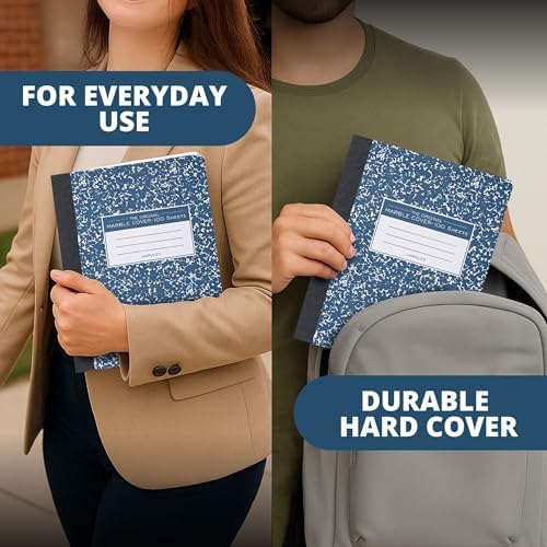 ROARING SPRING Hard Cover Composition Notebook, 24 Pack, Blue Marble Comp Book, 9.75″ x 7.5″, Unruled Blank Paper, 100 Sheets (200 Pages), Made in USA