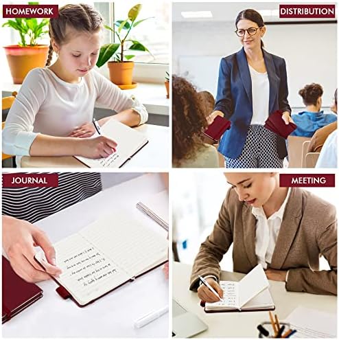 feela 3 Pack Pocket Notebook Journals with 3 Black Pens, A6 Mini Cute Small Journal Notebook Bulk Hardcover College Ruled Notepad with Pen Holder for Office School Supplies, 3.5”x 5.5”, Wine